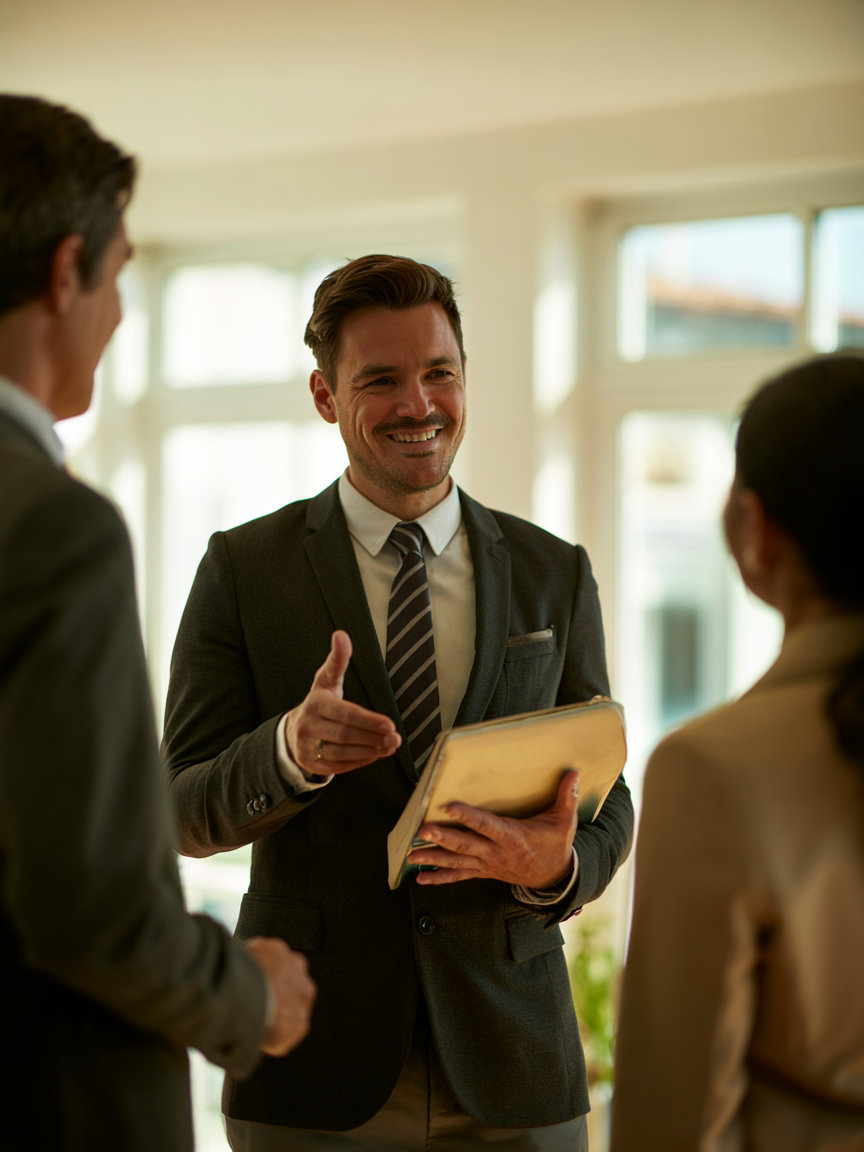 Agent reviewing staged listing
