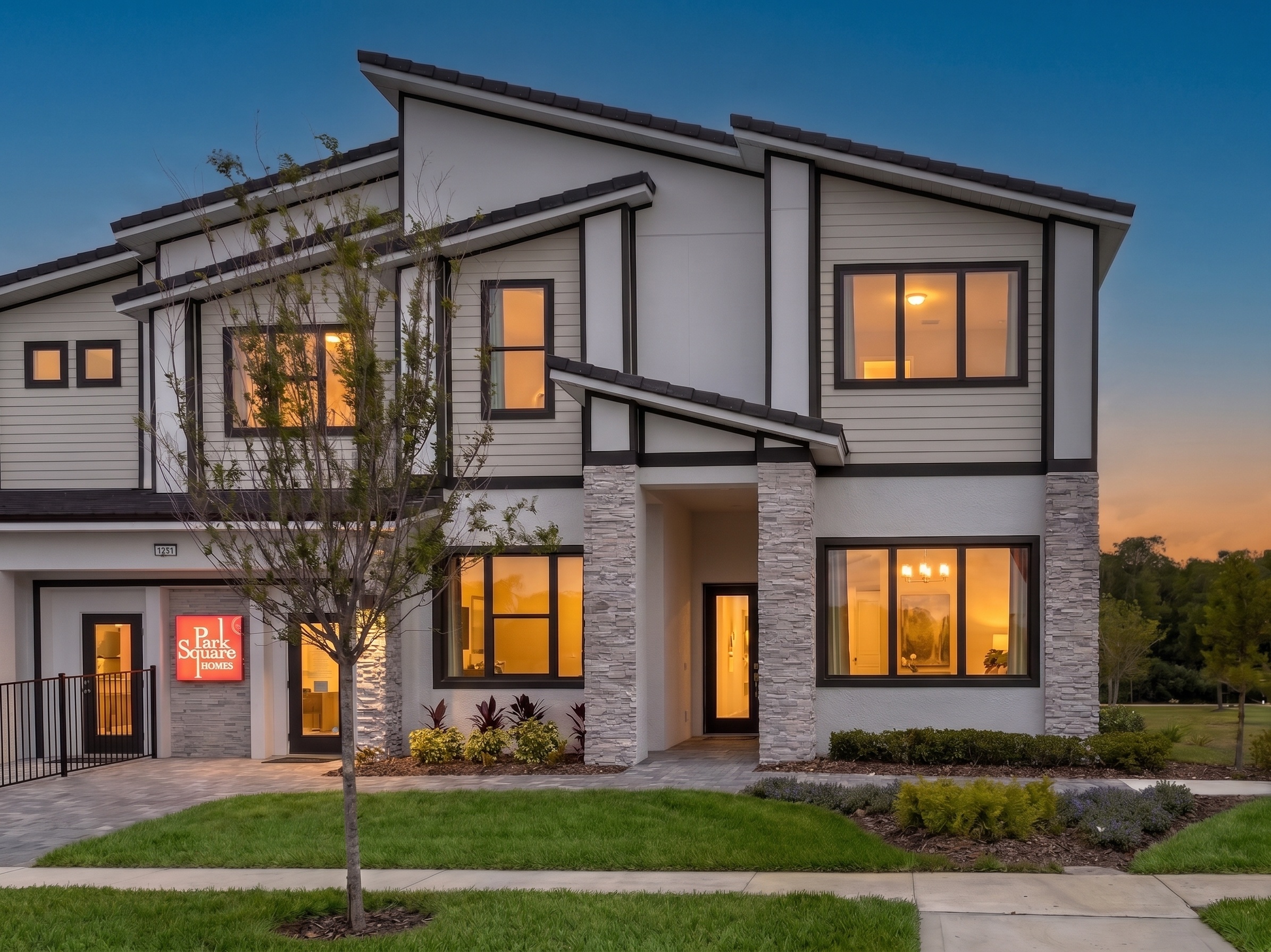 Two-story vacation home at Sonoma, Kissimmee, FL at twilight